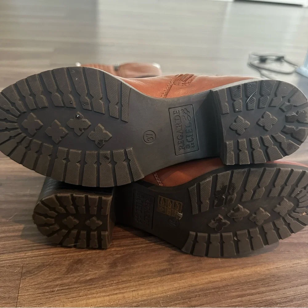 Regarde Le Ciel Brown Leather Tall Riding Boots Women’s EU 37 US 6.5 - Picture 8 of 15